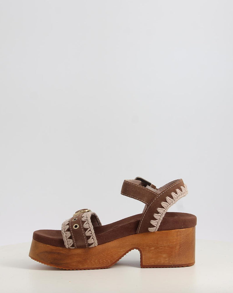 Sandalen MOU HIGH HEEL WOOD CLOG BUCKLE braun