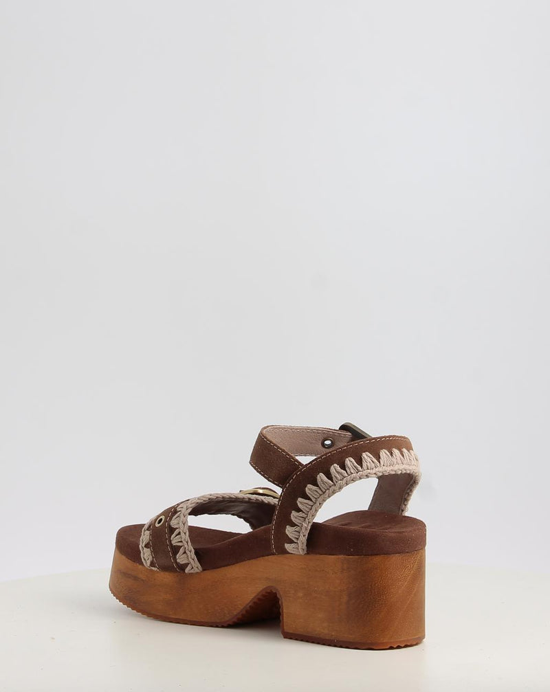 Sandalen MOU HIGH HEEL WOOD CLOG BUCKLE braun
