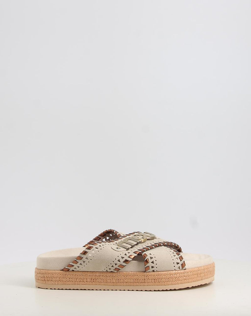 Sandalen MOU CRISS-CROSS SANDAL MET.STITCH beige