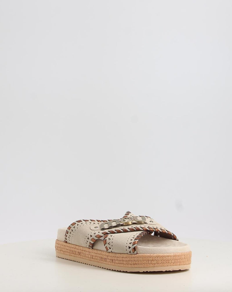 Sandalen MOU CRISS-CROSS SANDAL MET.STITCH beige