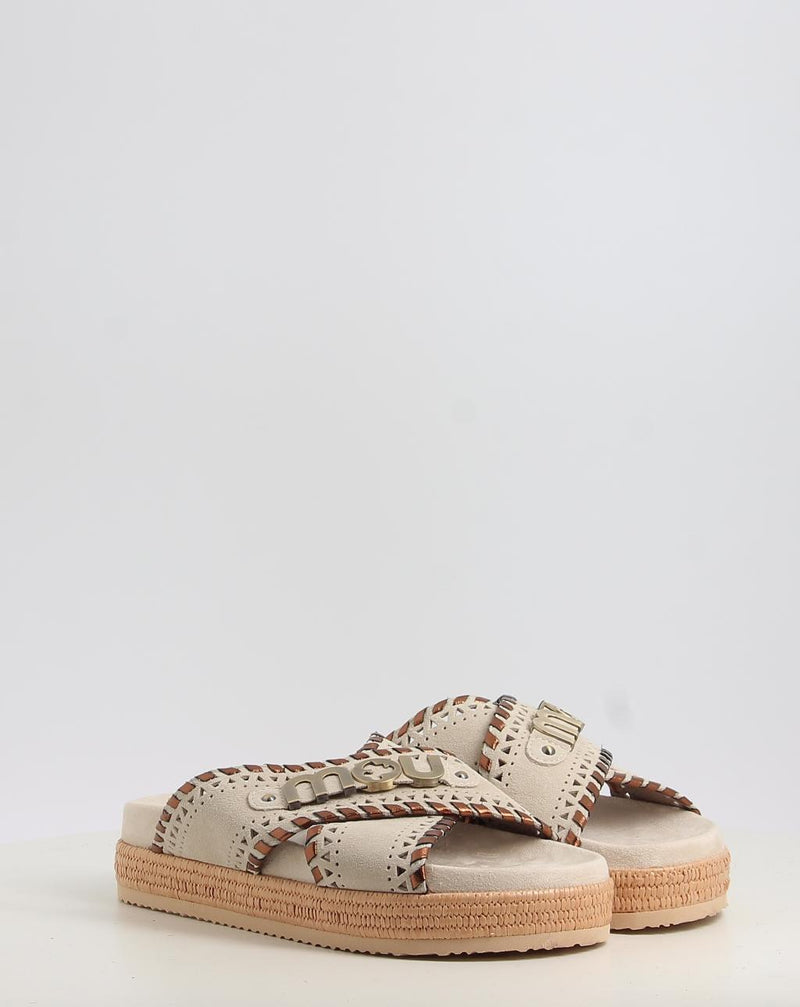 Sandalen MOU CRISS-CROSS SANDAL MET.STITCH beige